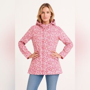 Oilily Floral Rain Jacket Size Large pink & red floral pattern